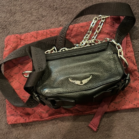 Zadig & Voltaire xs ready made bag with studs chain & webbing strap - Picture 5 of 7